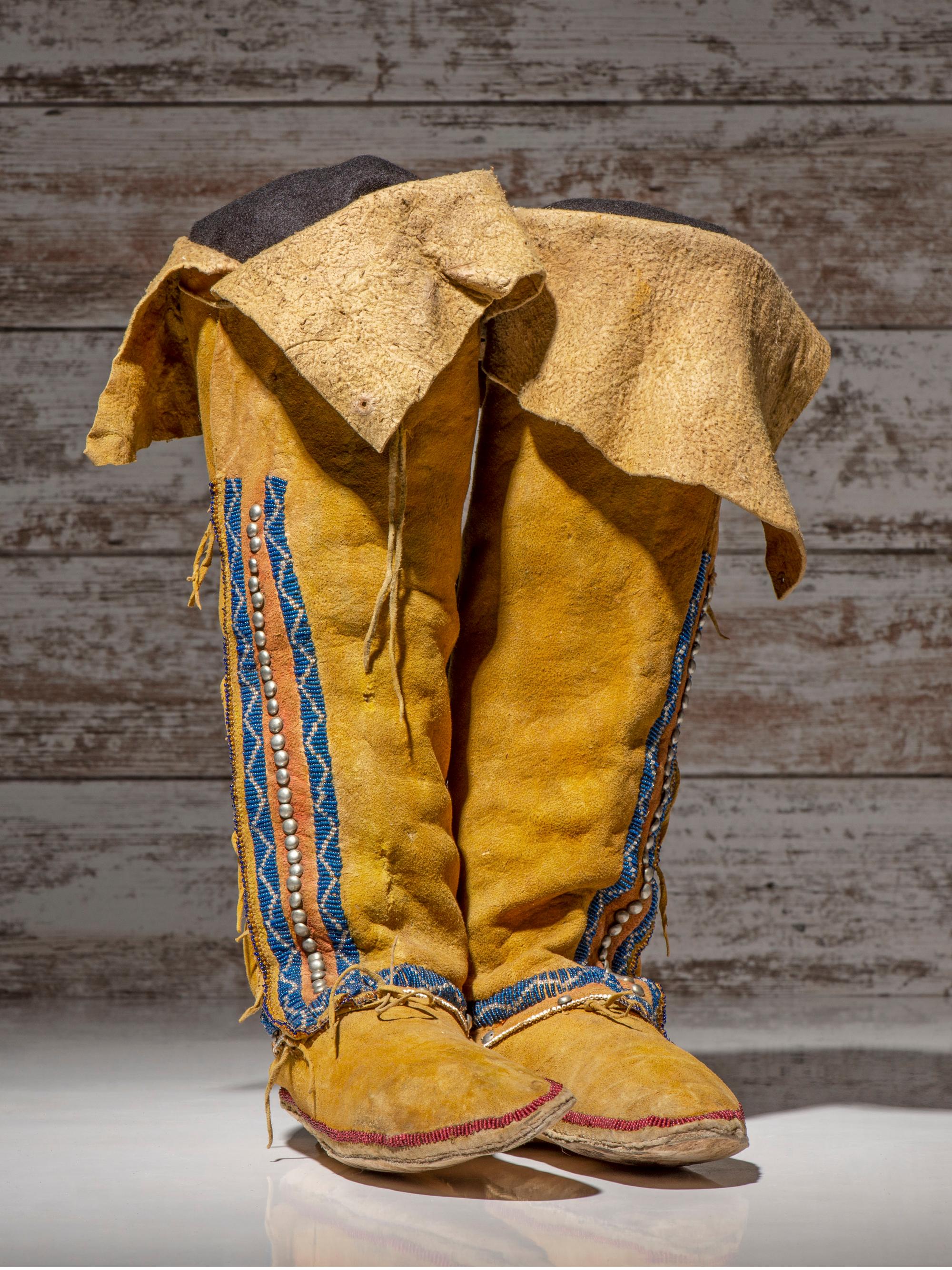 Comanche Beaded Hide Boot Mocassins