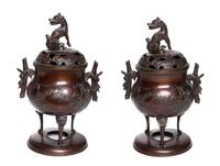 A Pair of Japanese Bronze Censers