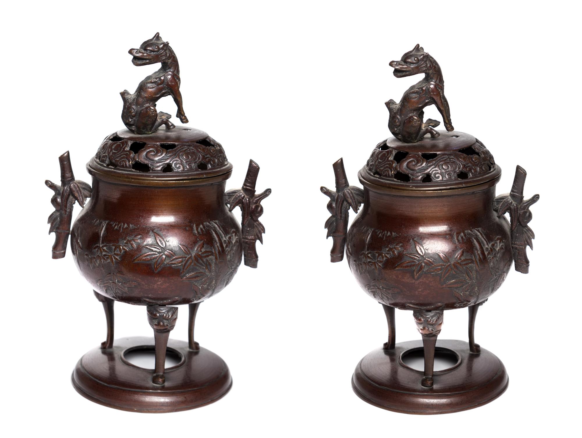 A Pair of Japanese Bronze Censers
