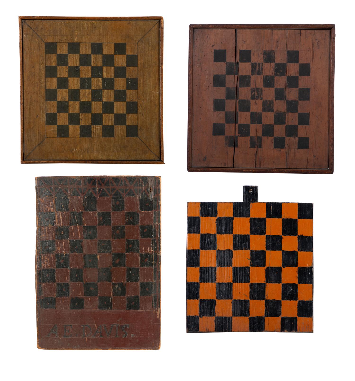 Four Paint Decorated Checkerboards