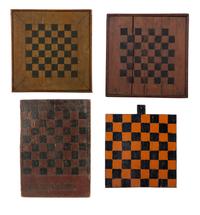 Four Paint Decorated Checkerboards
