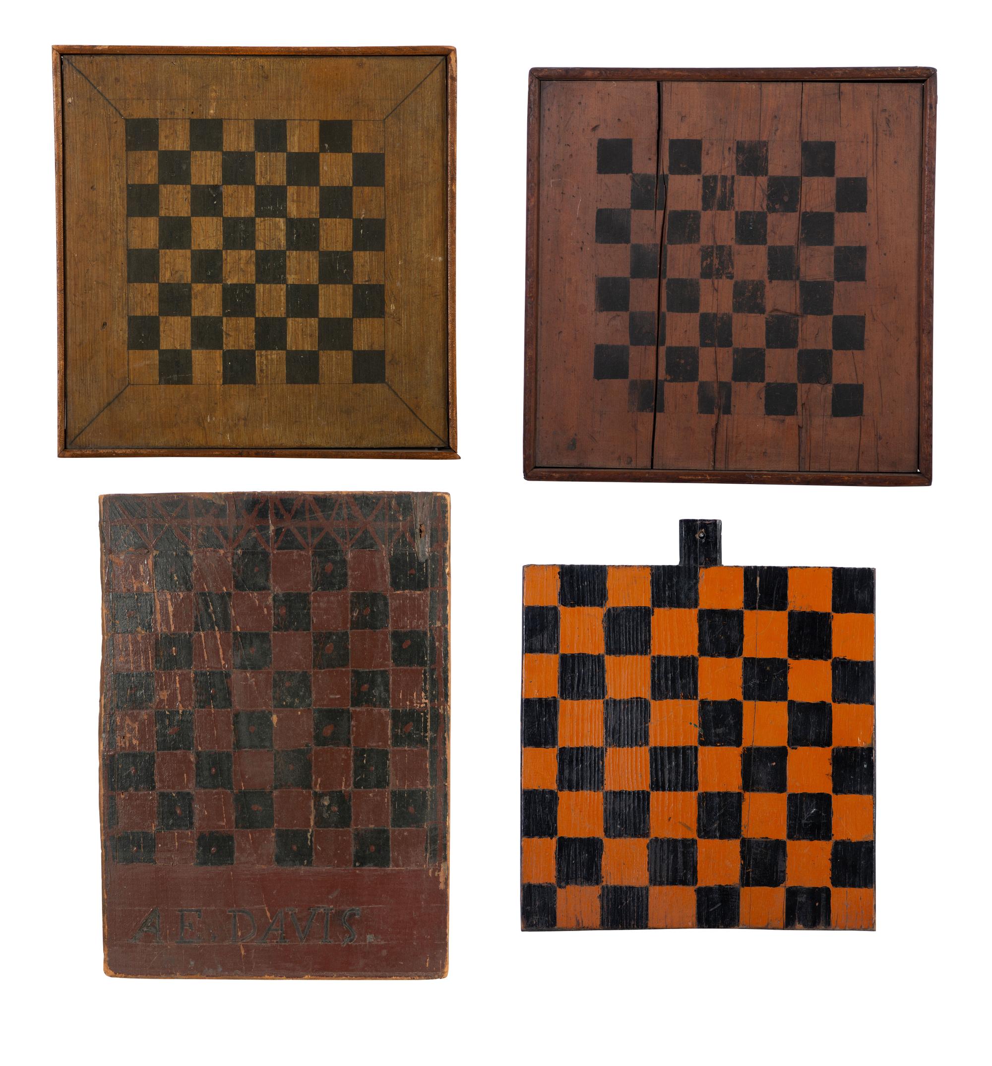 Four Paint Decorated Checkerboards