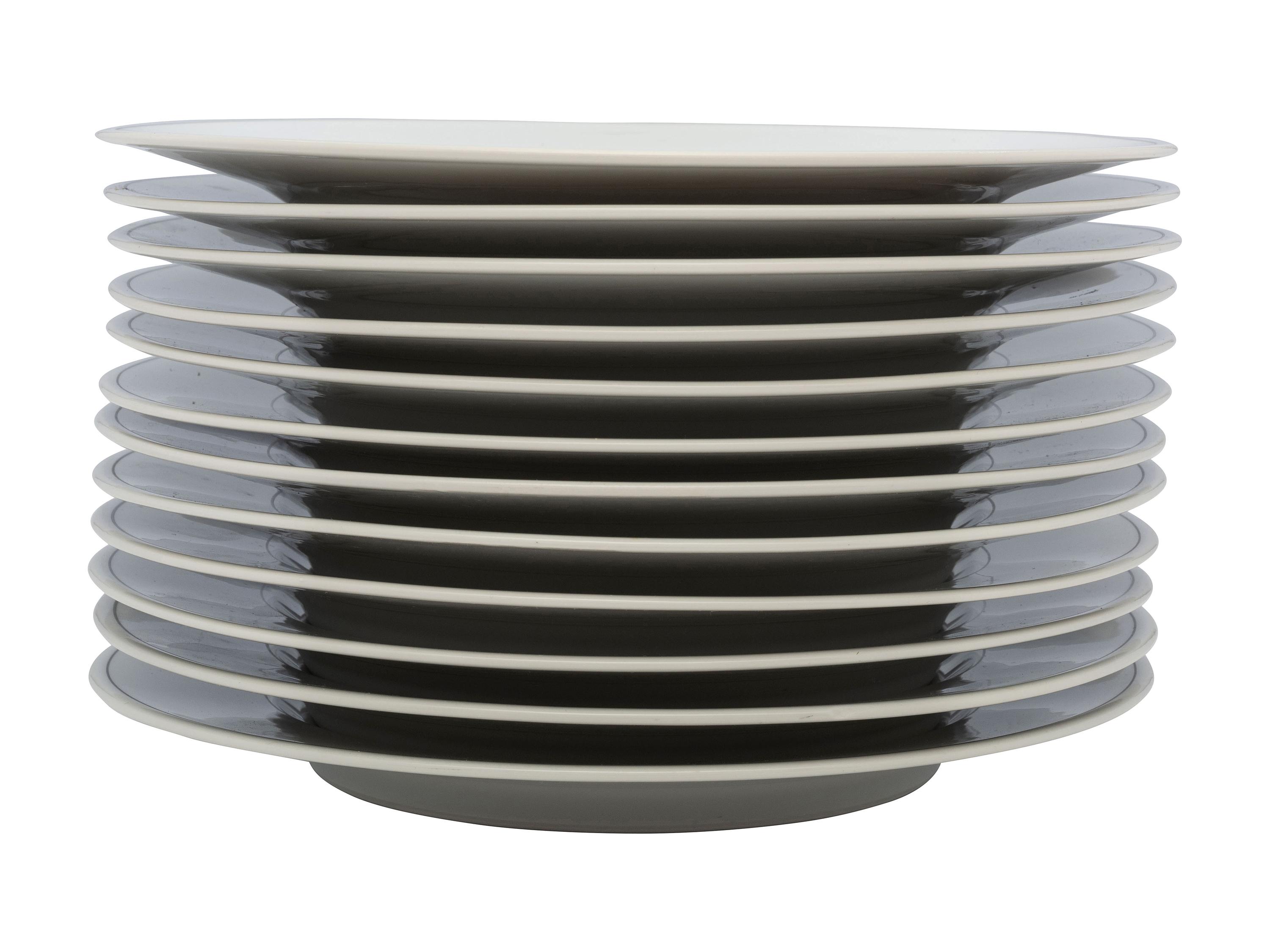 A Set of Twelve French Porcelain Bistro Plates in the Equestrian Taste
