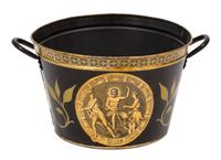 A Regency Style Tole Jardiniere Height 10 x diameter 15 1/2 inches. — 20TH CENTURY
