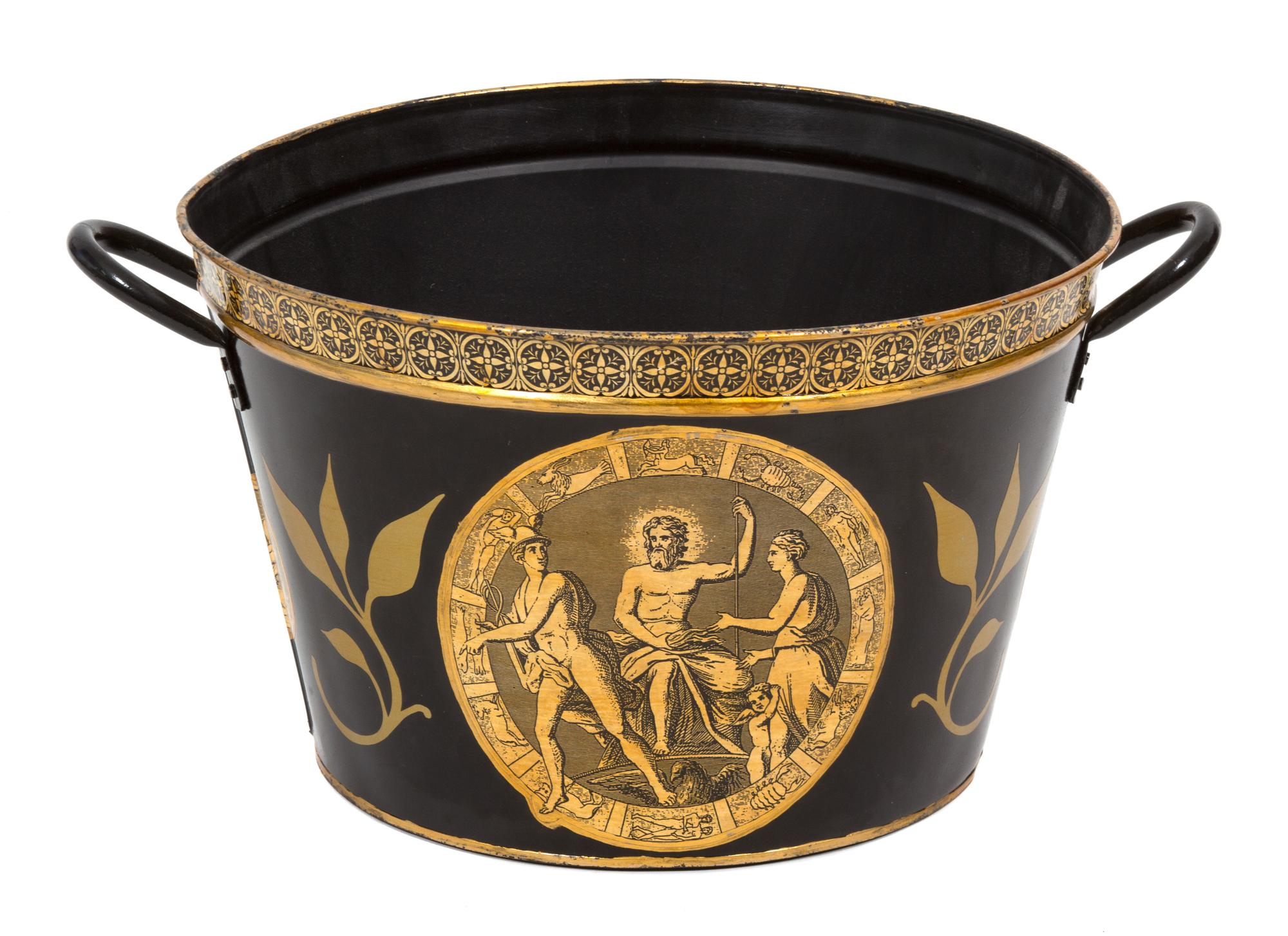 A Regency Style Tole Jardiniere Height 10 x diameter 15 1/2 inches. — 20TH CENTURY