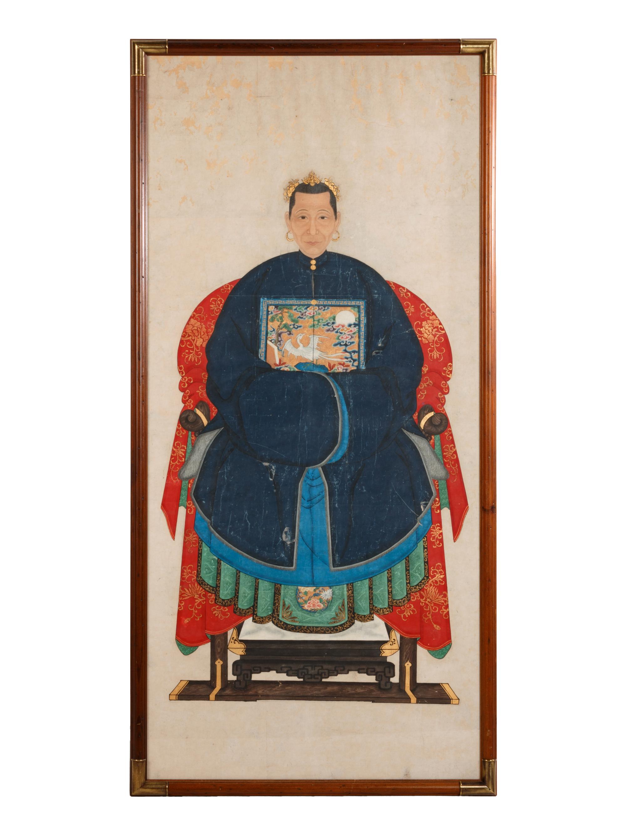 Two Chinese Ink and Color Portraits on Paper