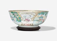 A Chinese Export Porcelain Famille Rose 'Hunt' Punch Bowl