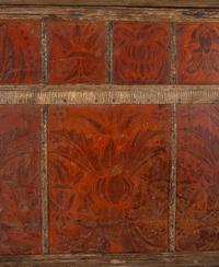 An Indian Painted and Parcel Gilt Relief Panel Converted to a Headboard