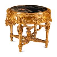 A Continental Giltwood Center Table with a Chinese Lacquer Top