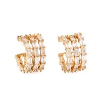 Diamond and Yellow Gold Huggie Hoop Earrings