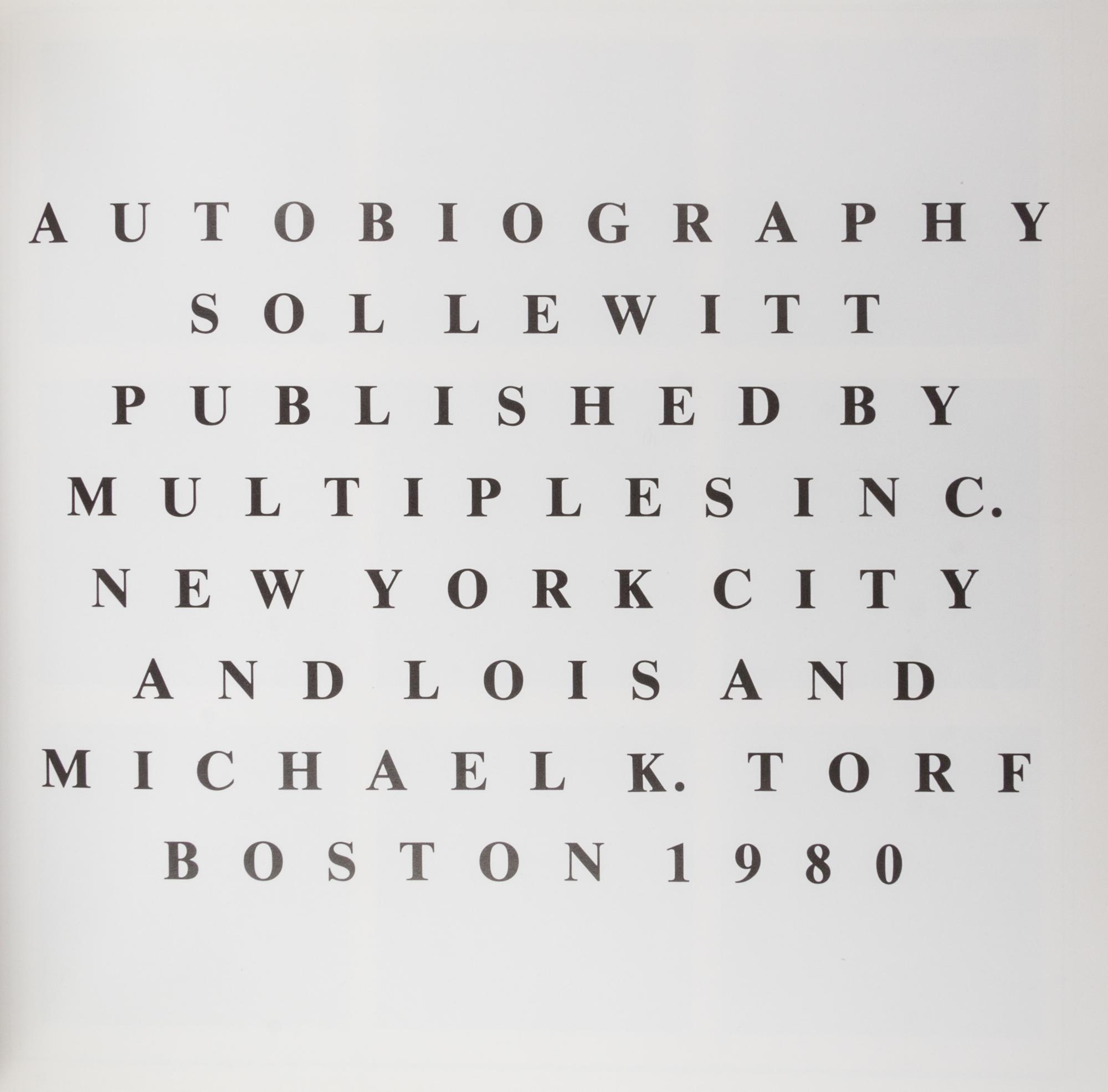 LEWITT, SOL. Autobiography. New York, 1980.