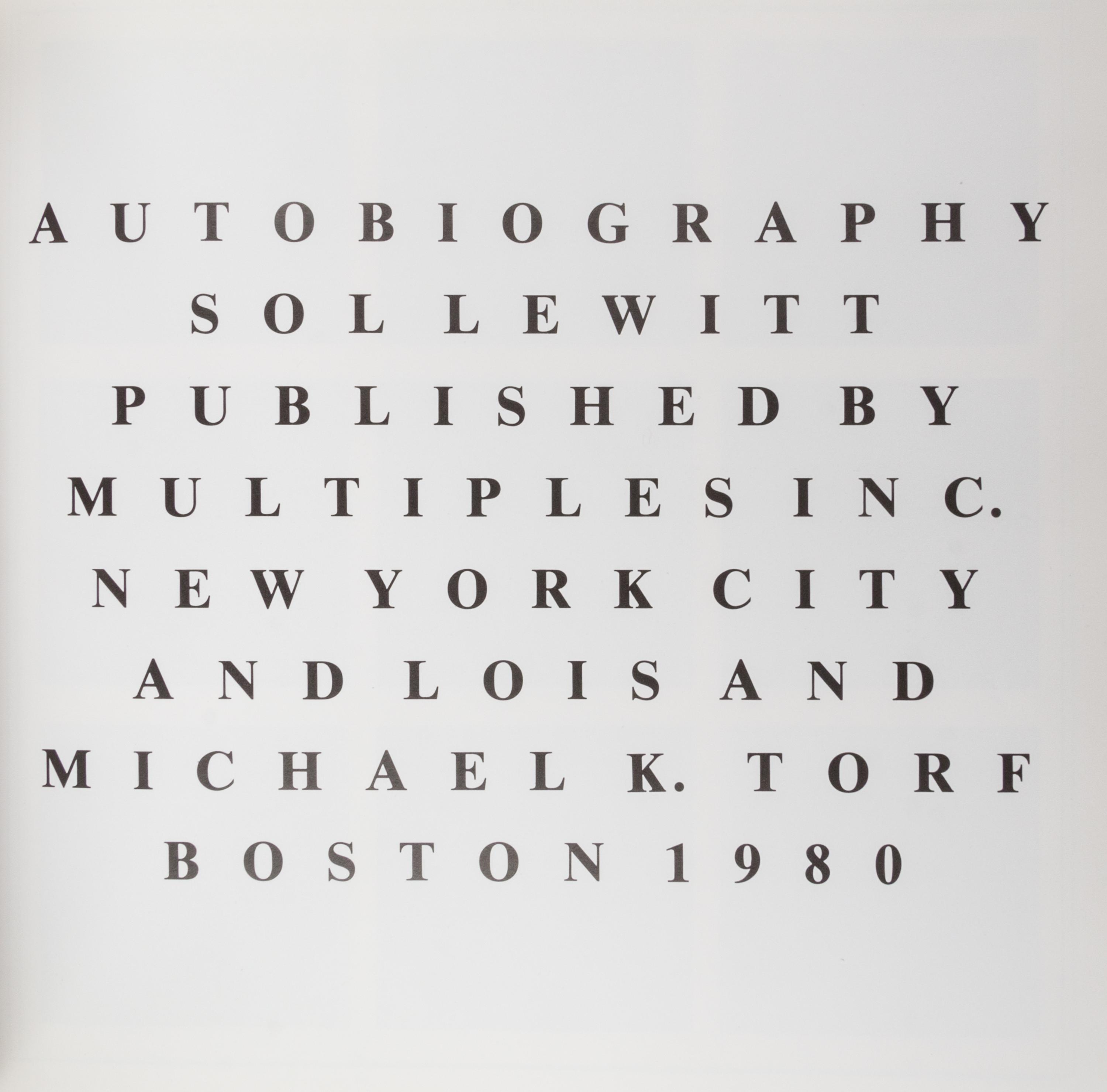 LEWITT, SOL. Autobiography. New York, 1980.