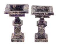 A Pair of Hardstone Square Tazze