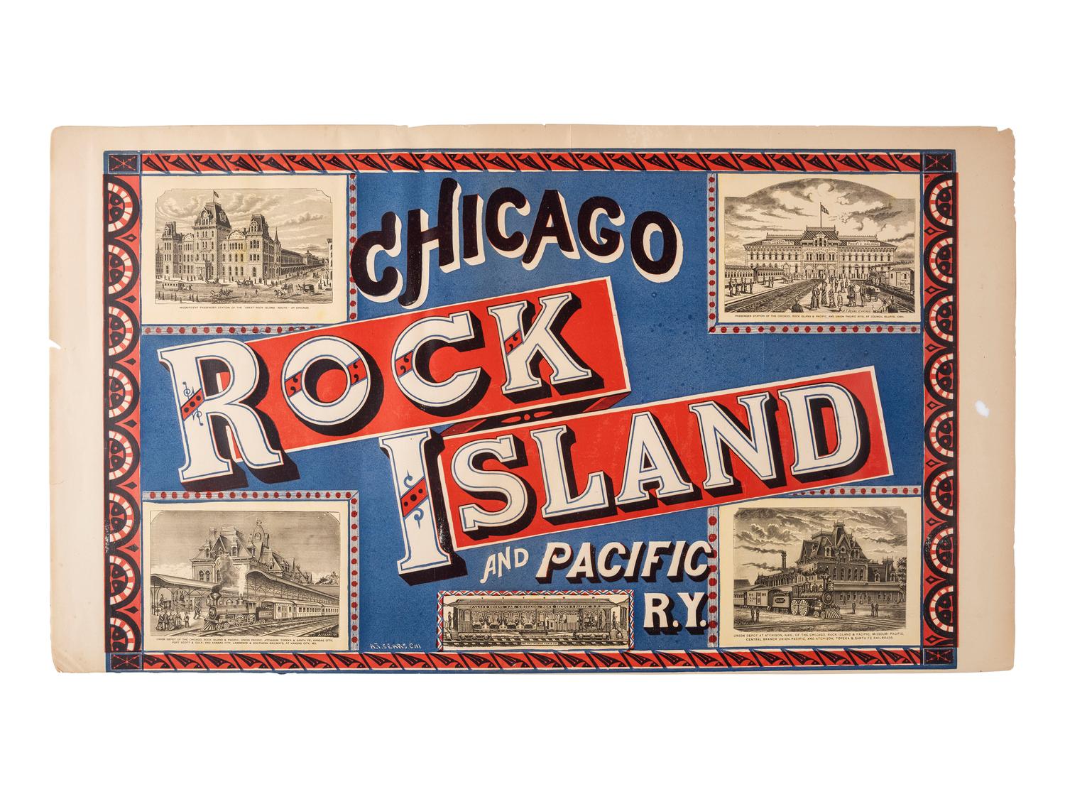 [TRANSPORTATION - RAILROAD]. Chicago, Rock Island and Pacific R.Y . Chicago: A.T. Sears, ca 1880s.