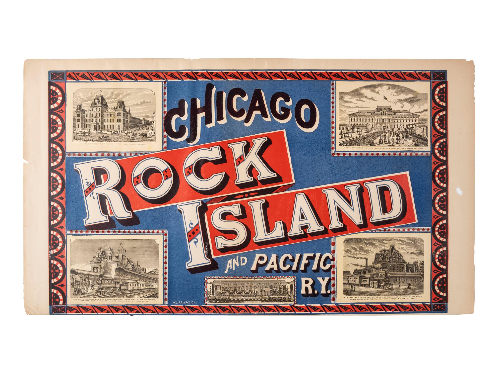 [TRANSPORTATION - RAILROAD]. Chicago, Rock Island and Pacific R.Y . Chicago: A.T. Sears, ca 1880s.