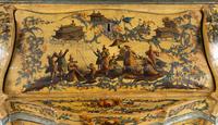 An Italian Baroque Style Cream and Polychrome Painted Bureau Cabinet