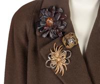 Two Rizik Brothers Winter Coats with a Collection of Brooches