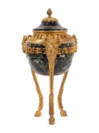 A Continental Gilt Bronze Mounted Marble Cassolette