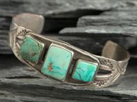 Navajo Silver and Turquoise Cuff Bracelet