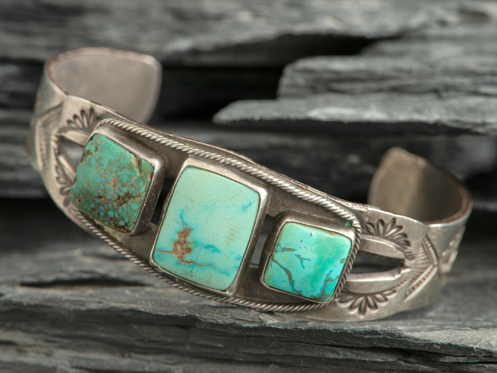 Navajo Silver and Turquoise Cuff Bracelet