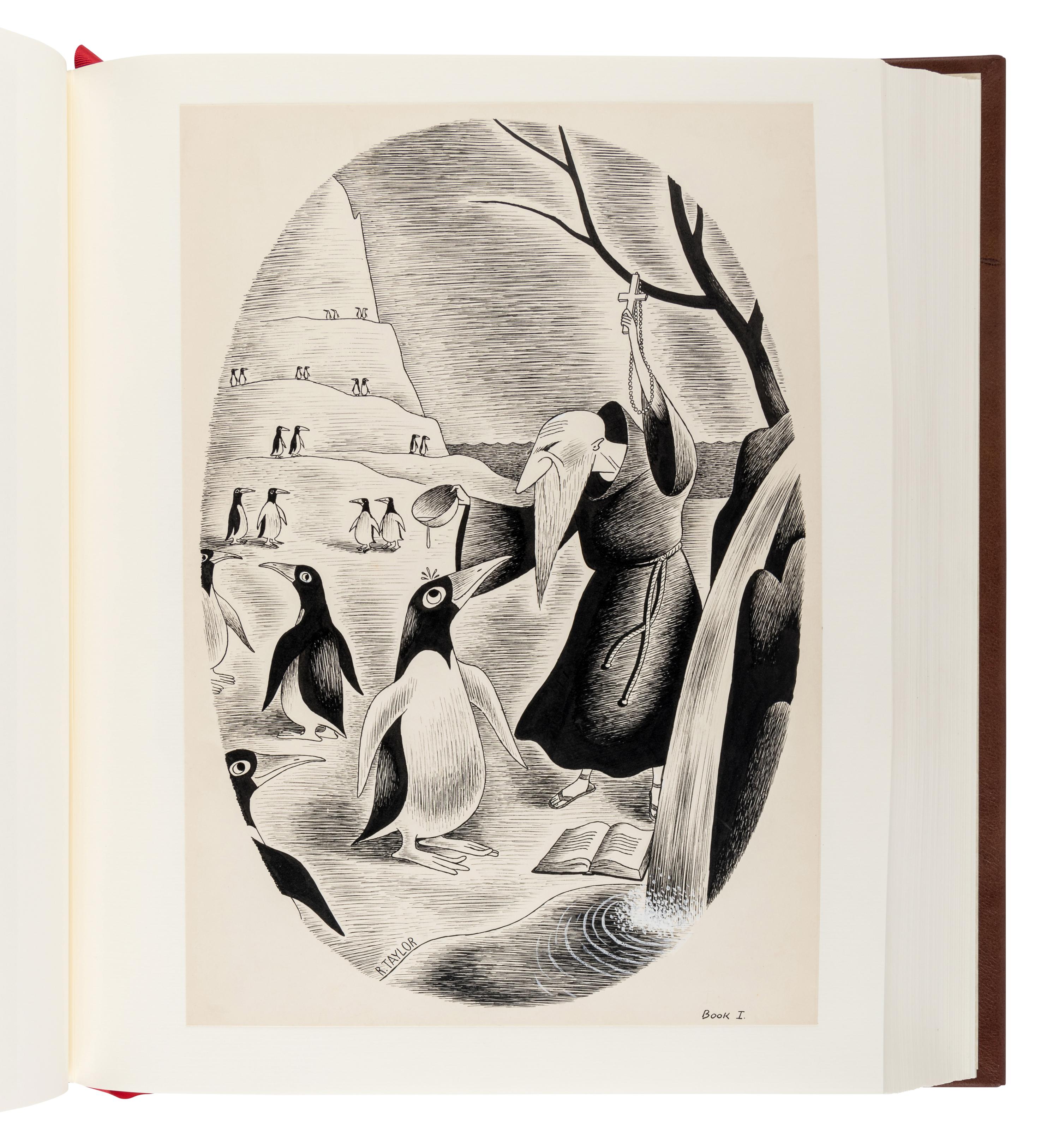 [LIMITED EDITIONS CLUB] -- [FRANCE, Anatole. Penguin Island .] TAYLOR, Richard (1902-1970). Cover title: "Set of Complete Illustrations for 'Penguin Island.' By Anatole France. Entered in the Limited Editions Contest by Richard Taylor." [New York, ca 1932-1933].