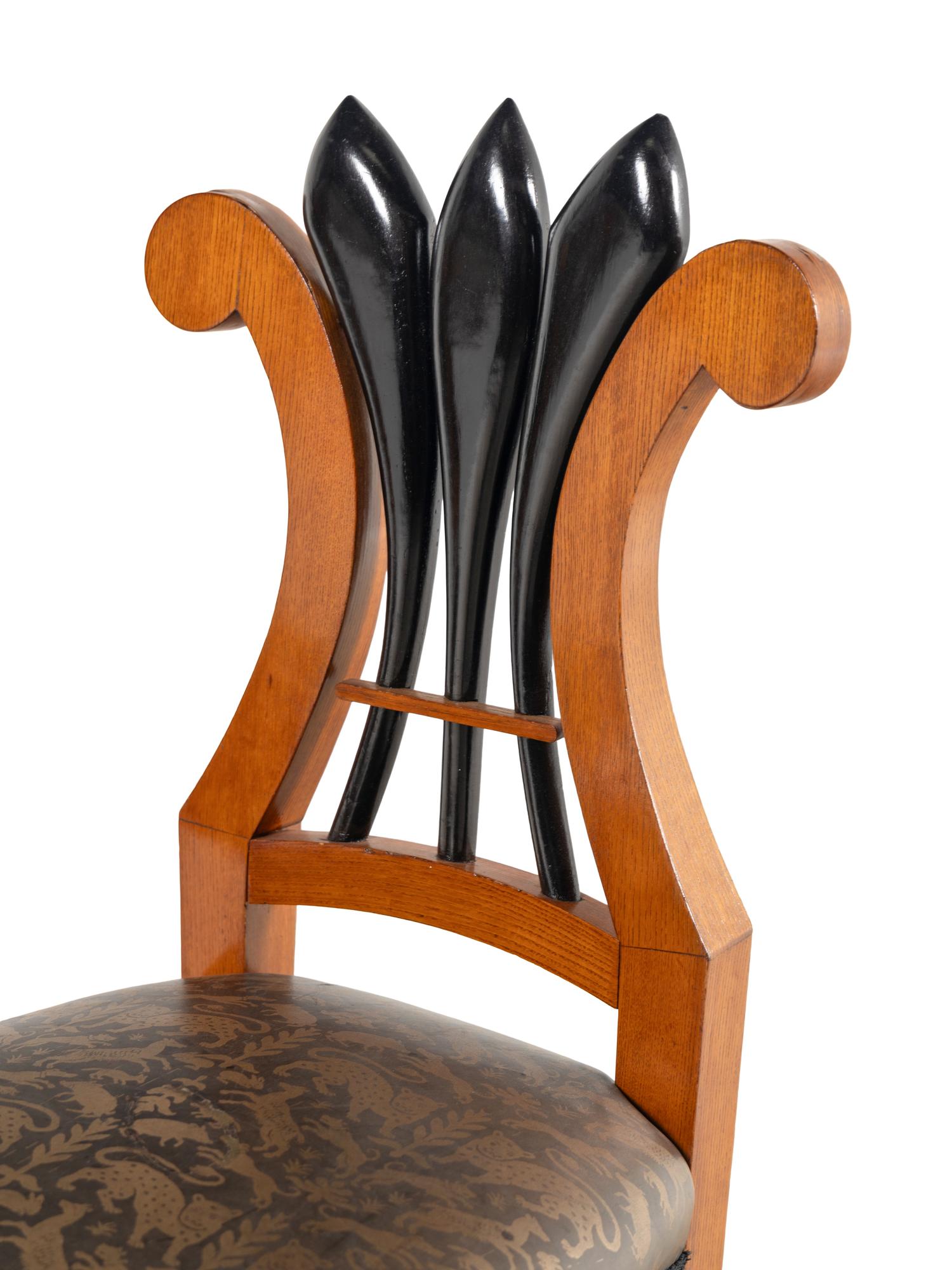 Four Biedermeier Part Ebonized Side Chairs