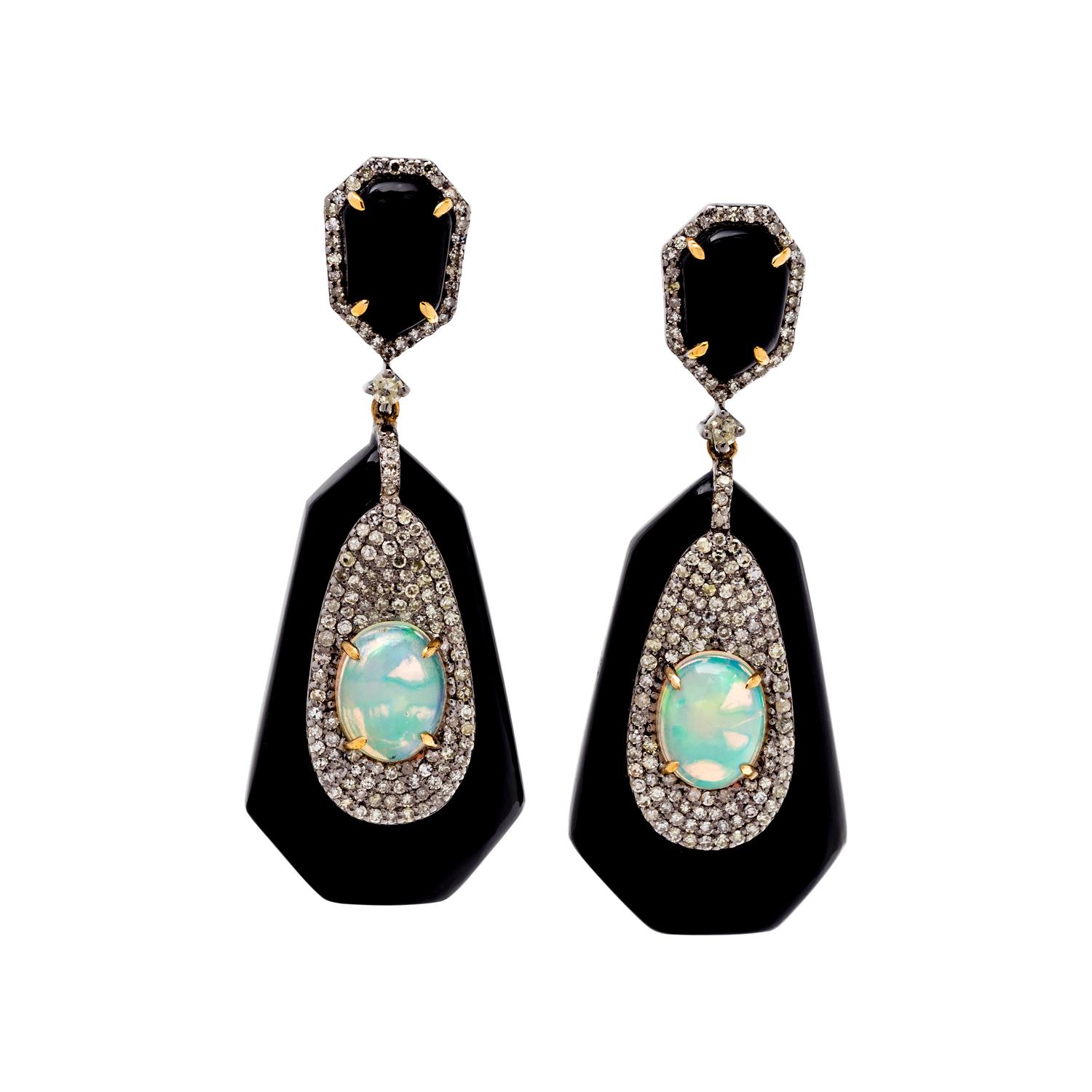 OPAL AND DIAMOND EARRINGS