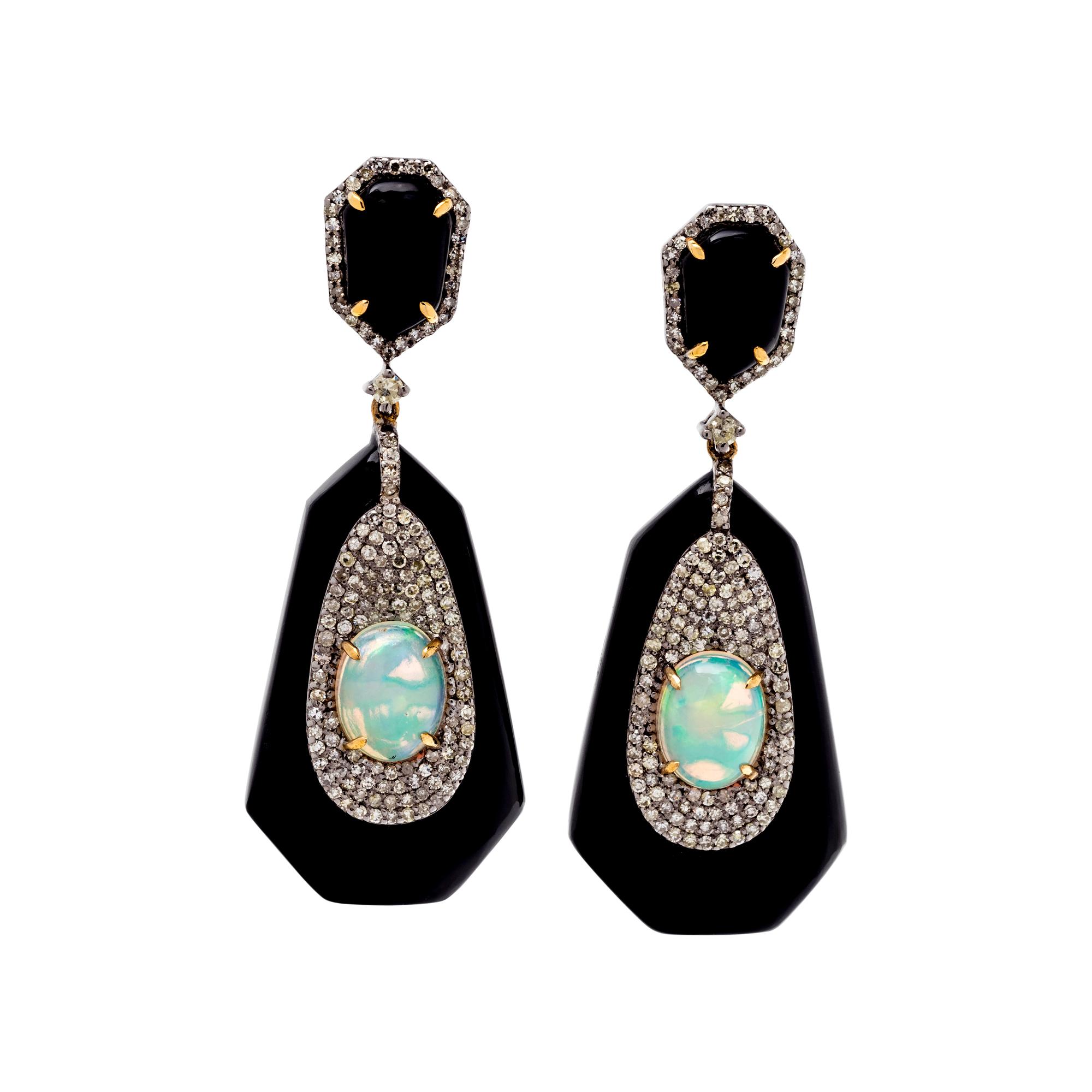 OPAL AND DIAMOND EARRINGS
