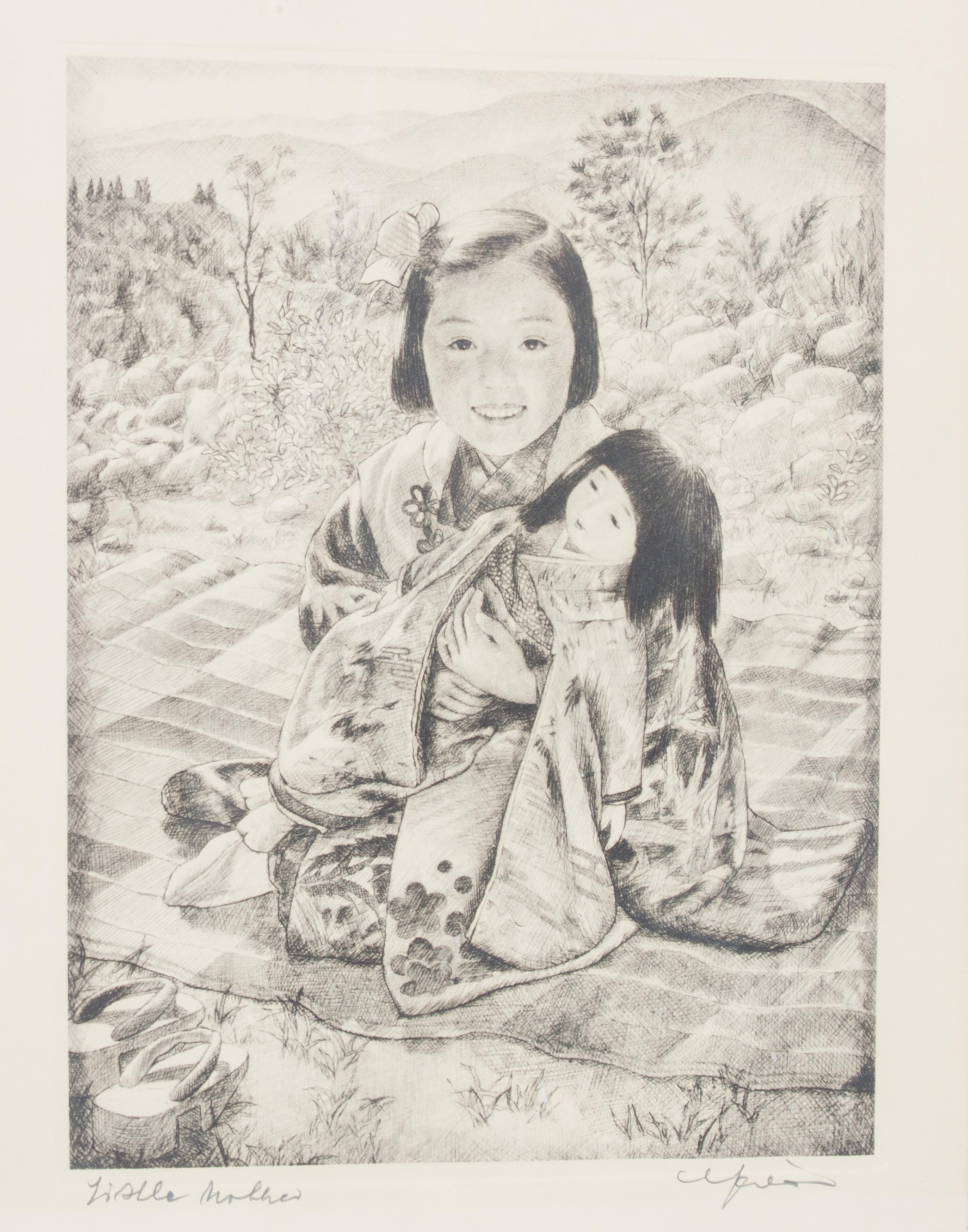Willy Seiler, (German, 1903-1988), Five works: Japanese Rice Farmer, Rainy Day, Chatterboxes, Famous Beauty, and Little Mother