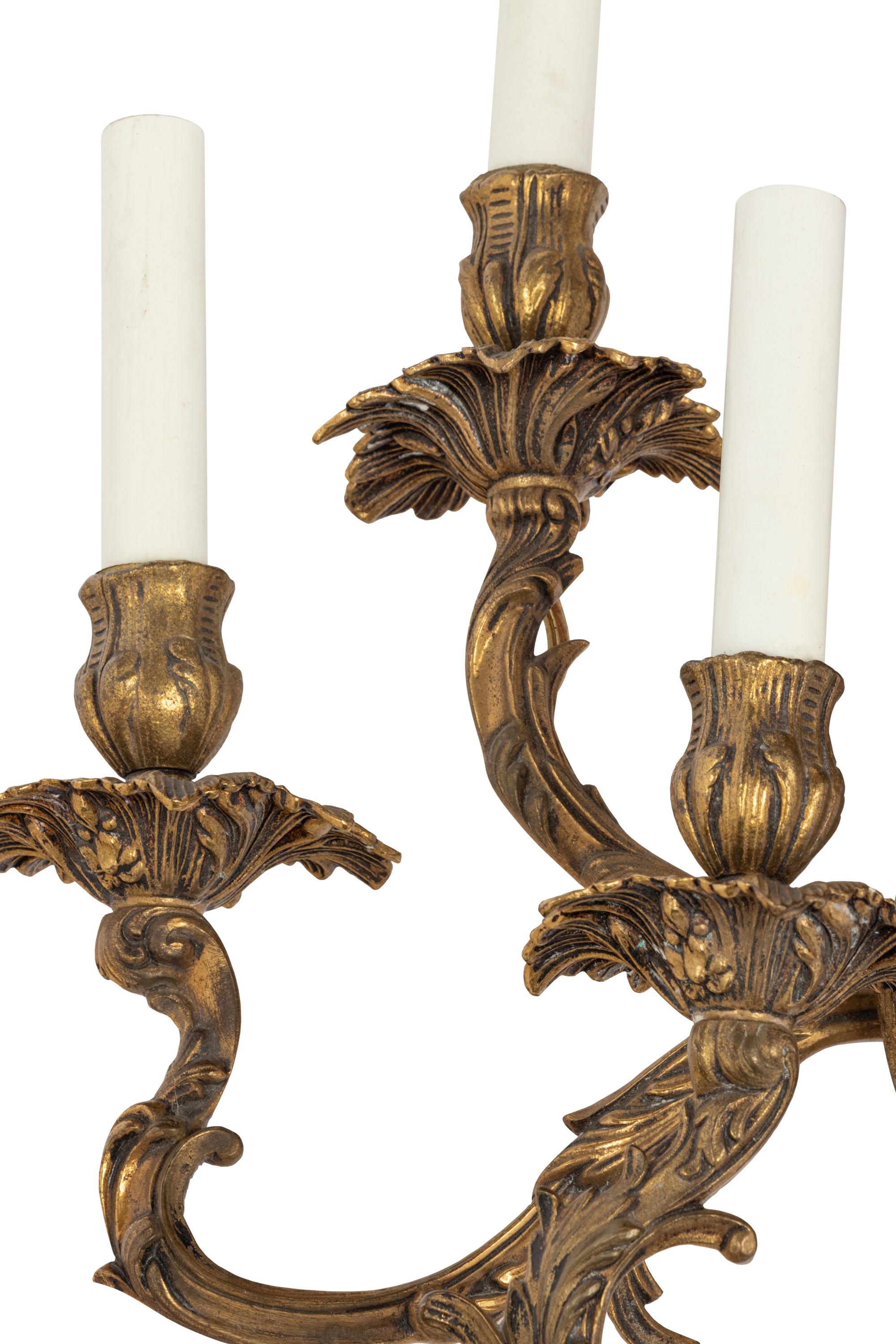 A Pair of Louis XV Style Gilt Bronze Seven-Light Candelabra