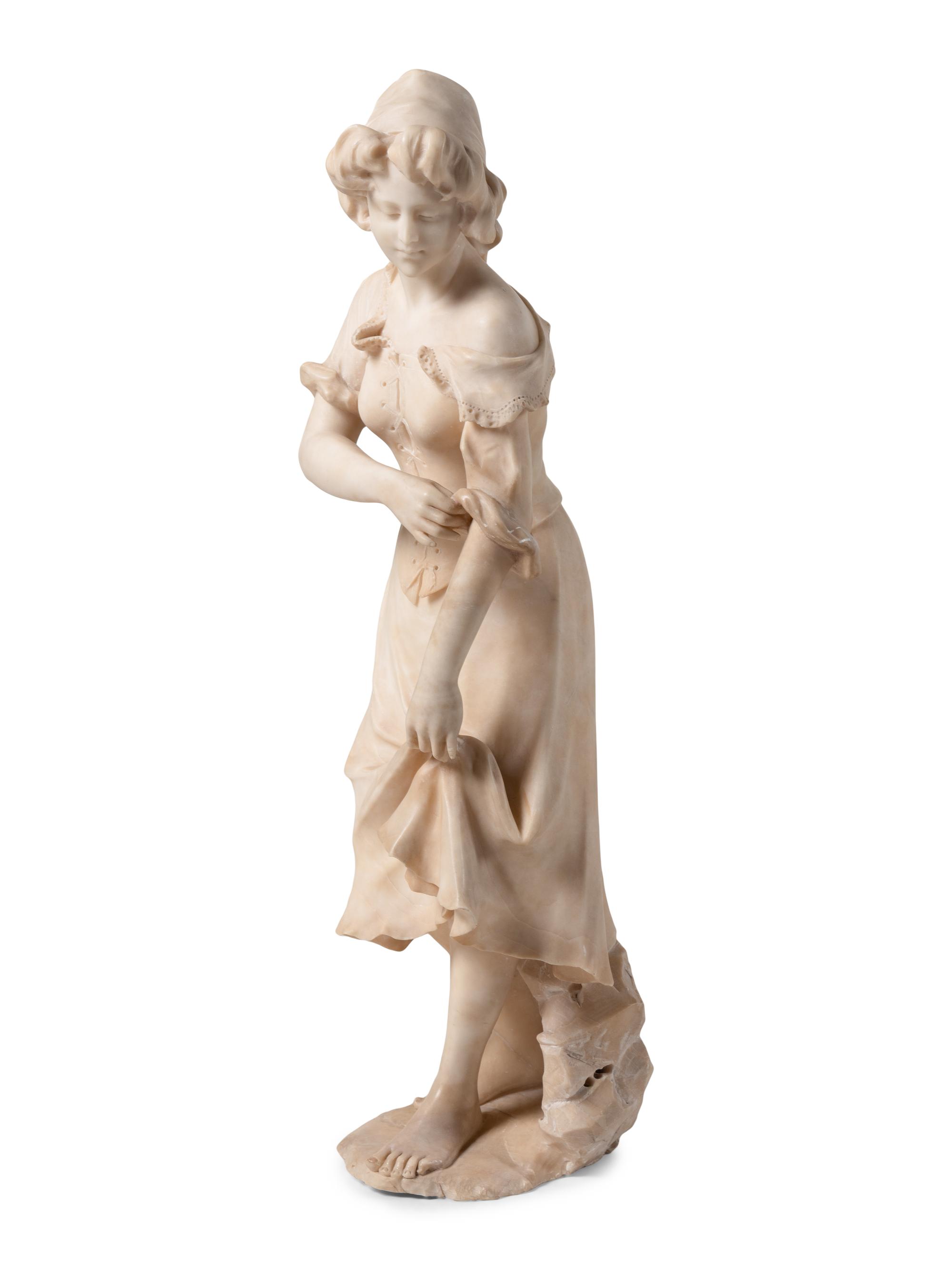 A Continental Carved Alabaster Sculpture
