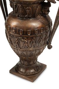 A Pair of Large Egyptian Revival Style Bronze Vases
