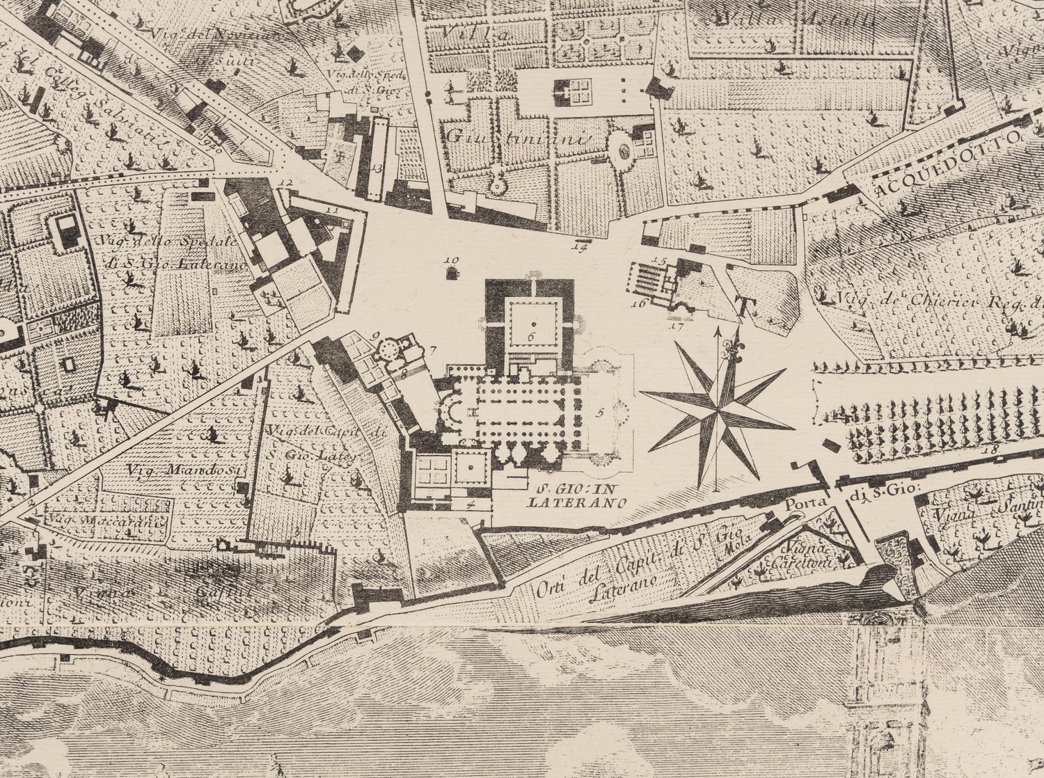 [MAPS & ATLASES]. NOLLI, Giovanni Battista (c.1692-1756). [ Nuova Pianta di Roma . Rome: 1748], but 20th Century. Wall map of Rome, on 24 joined sheets mounted on linen.