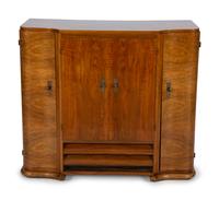 An Art Deco Figured Walnut Bar Cabinet