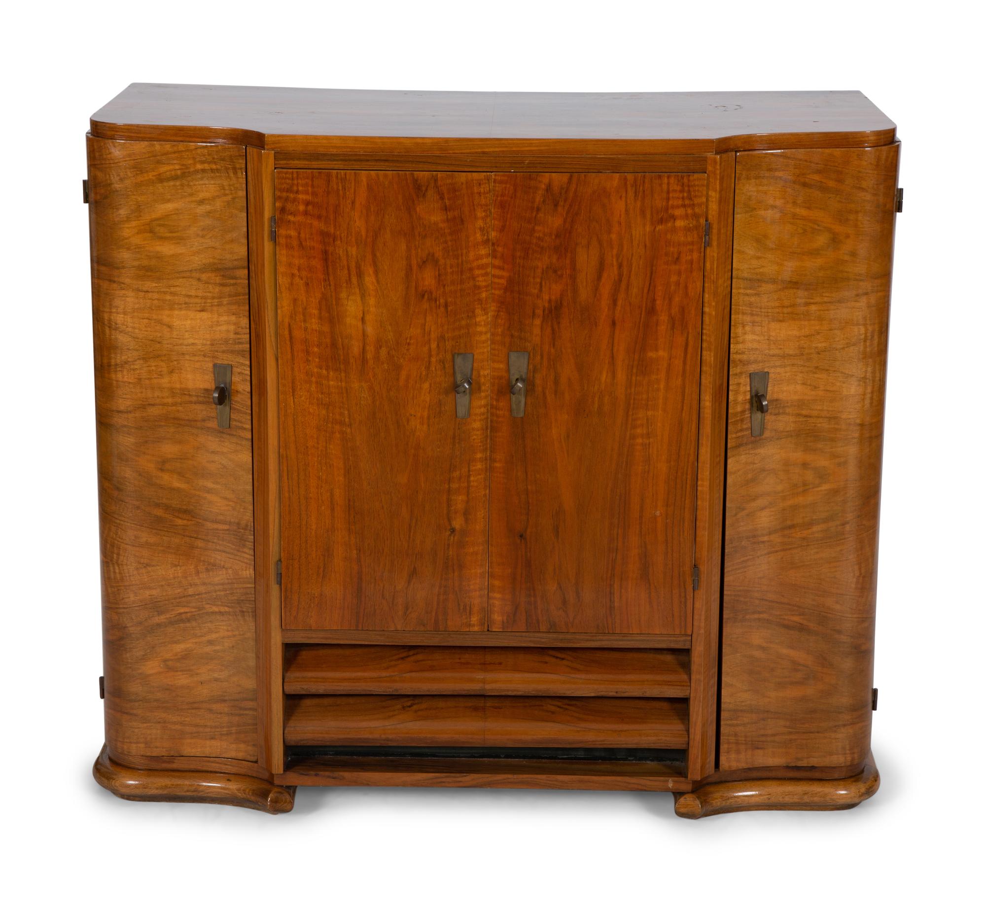 An Art Deco Figured Walnut Bar Cabinet