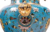 Two Large Chinese Blue Ground Cloisonné Enameled Vessels