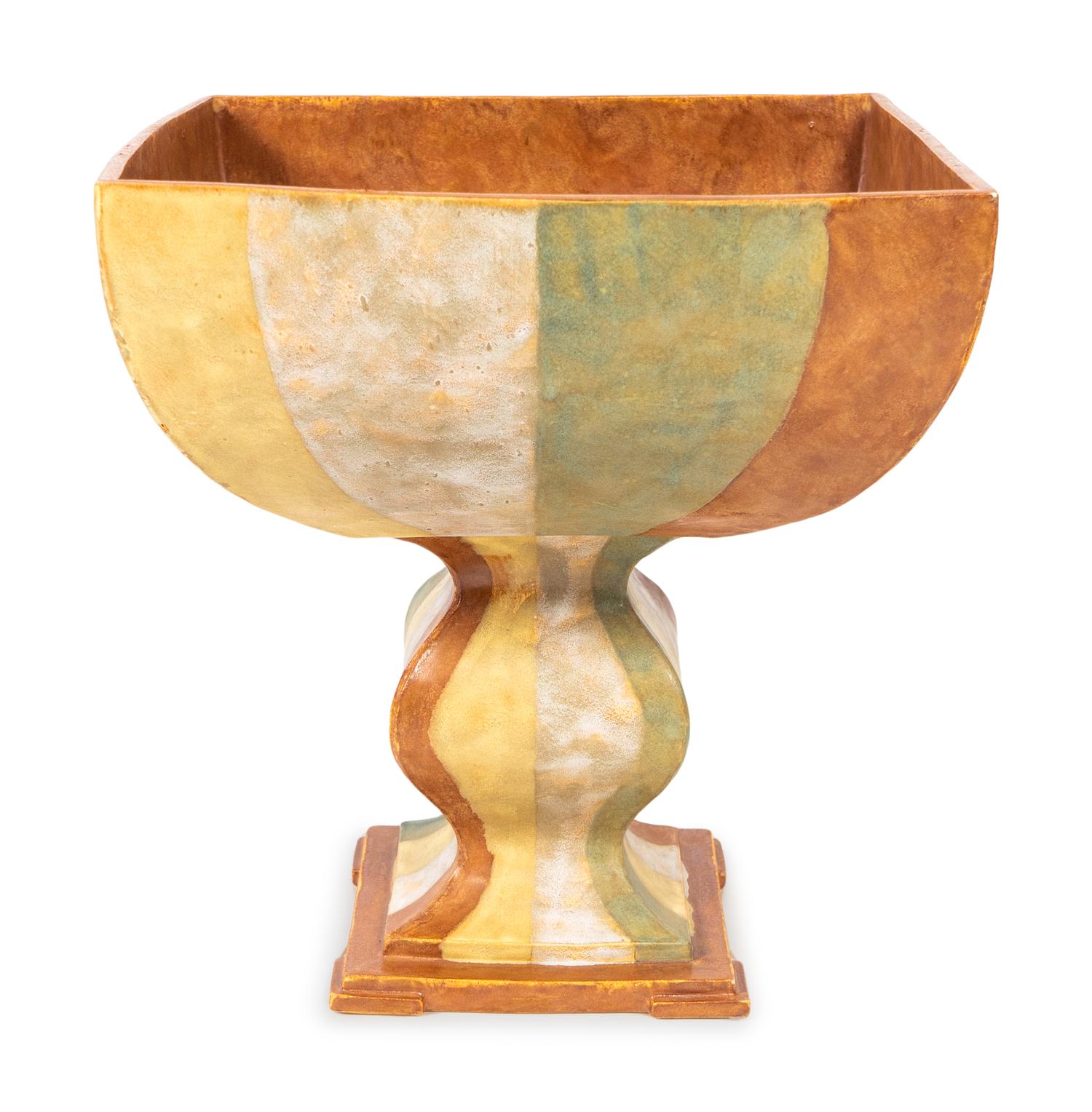 Large Roman Stripe Pedestal Bowl