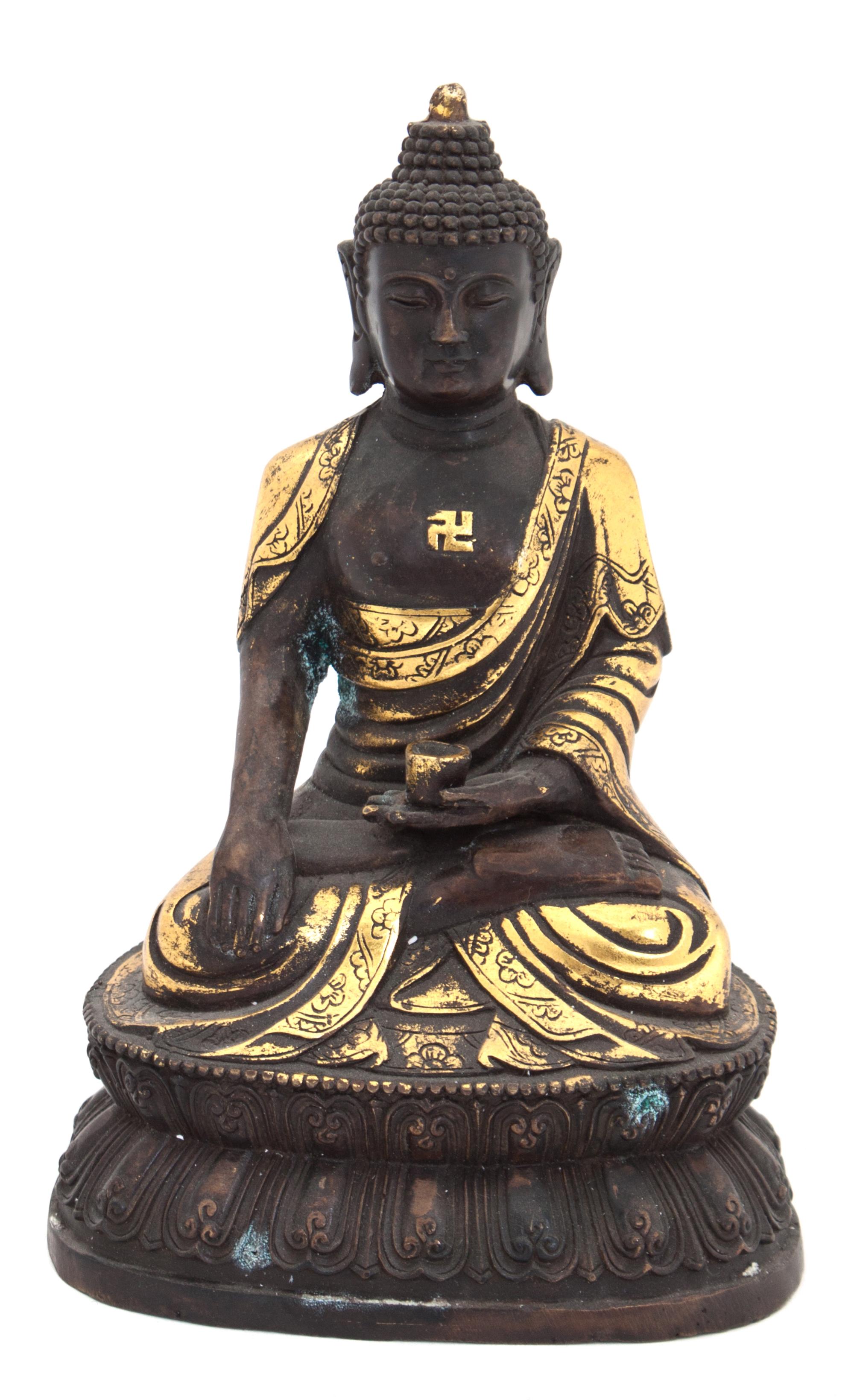 A Southeast Asian Parcel Gilt Bronze Figure of Buddha Height 6 1/4 inches. — 20TH CENTURY