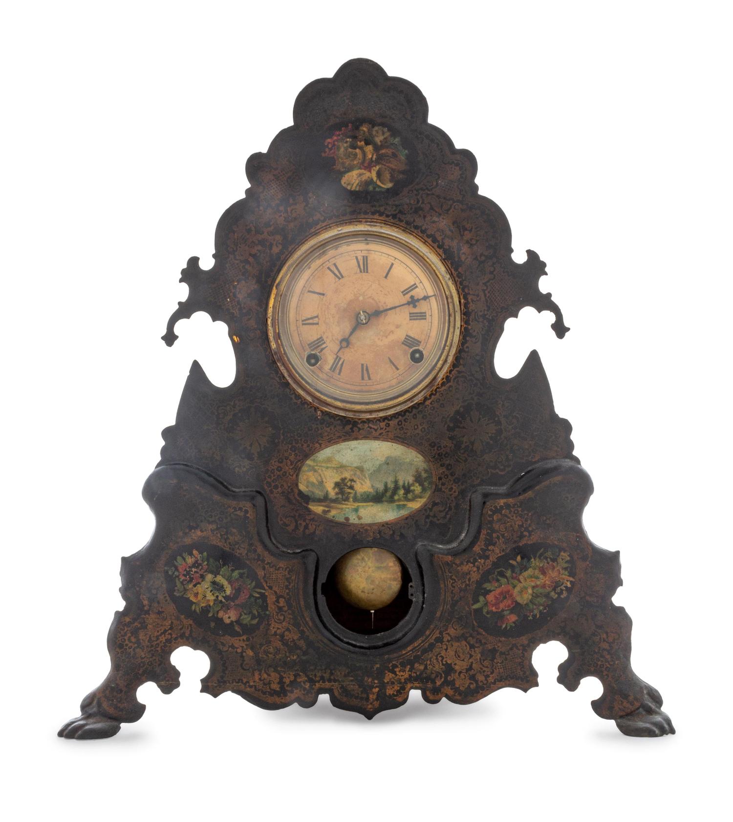 A Victorian Tole Mantel Clock