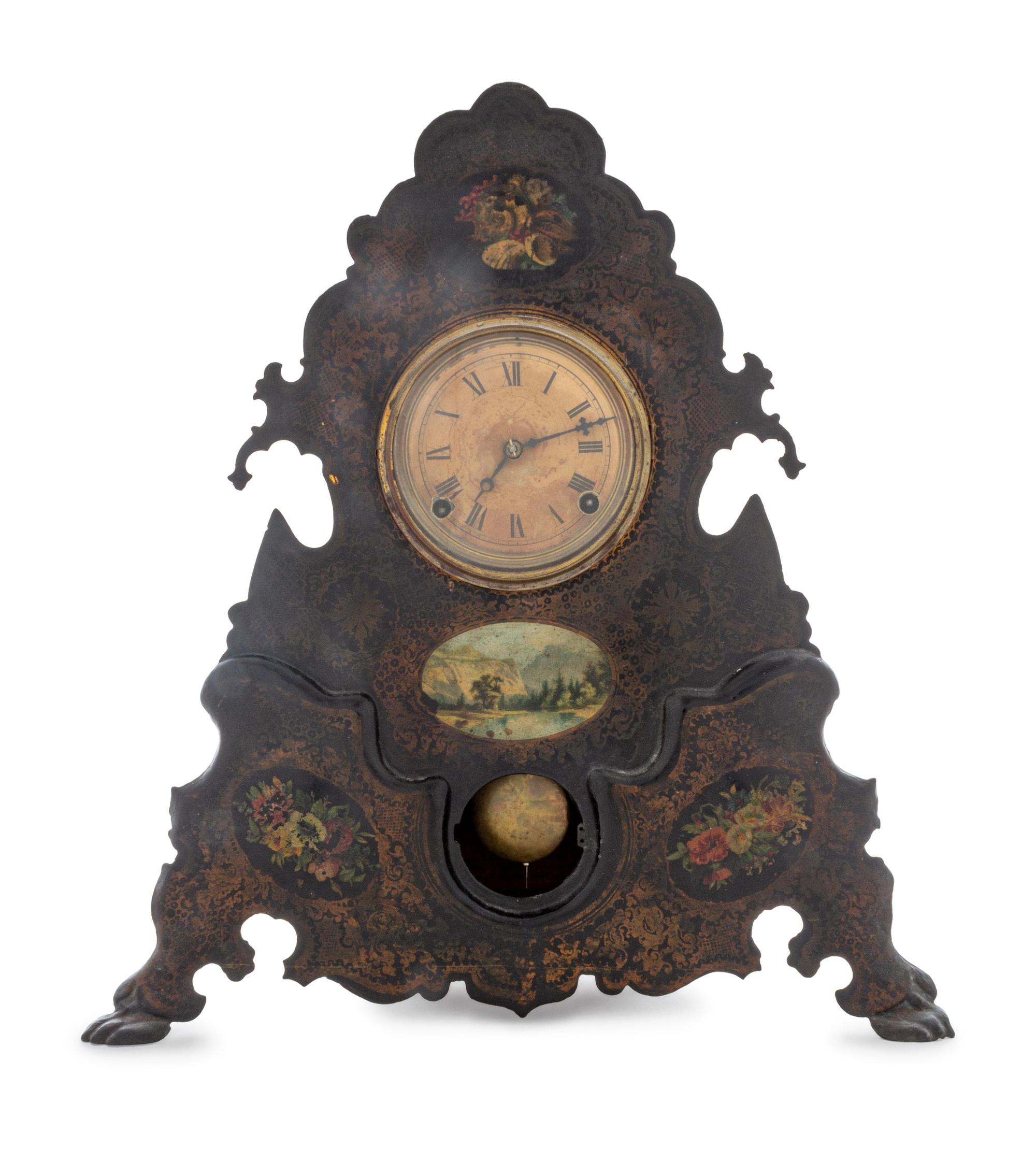 A Victorian Tole Mantel Clock