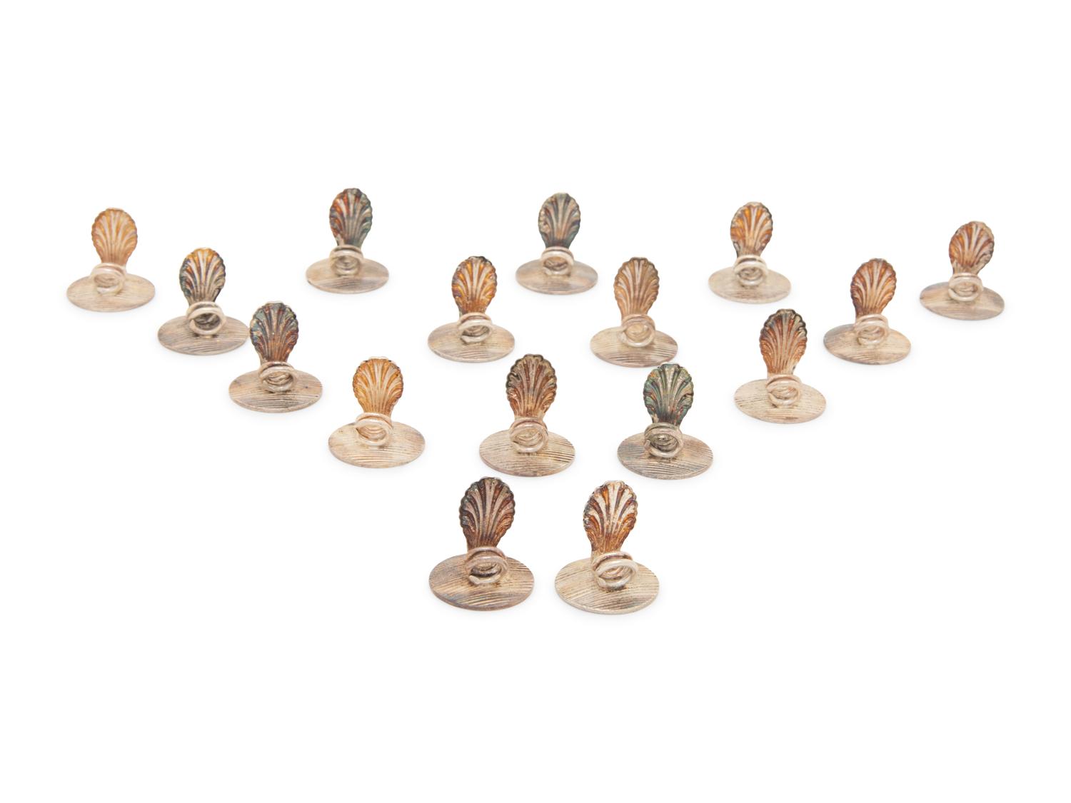 A Set of Sixteen Christofle Silver-Plate Coquilles Place Card Holders
