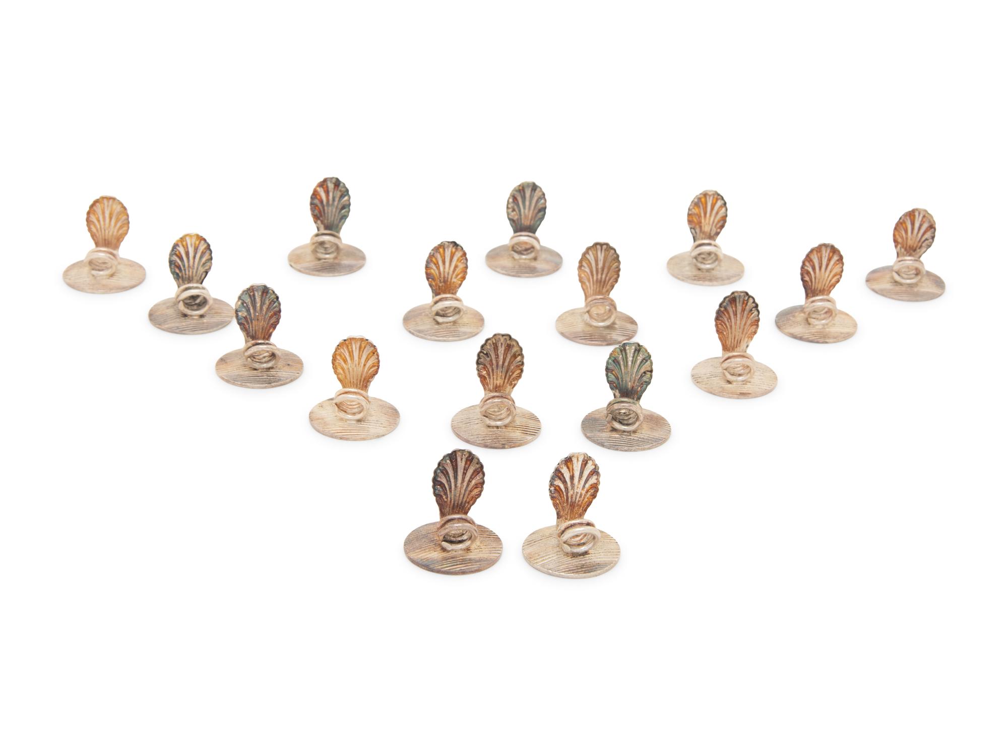 A Set of Sixteen Christofle Silver-Plate Coquilles Place Card Holders