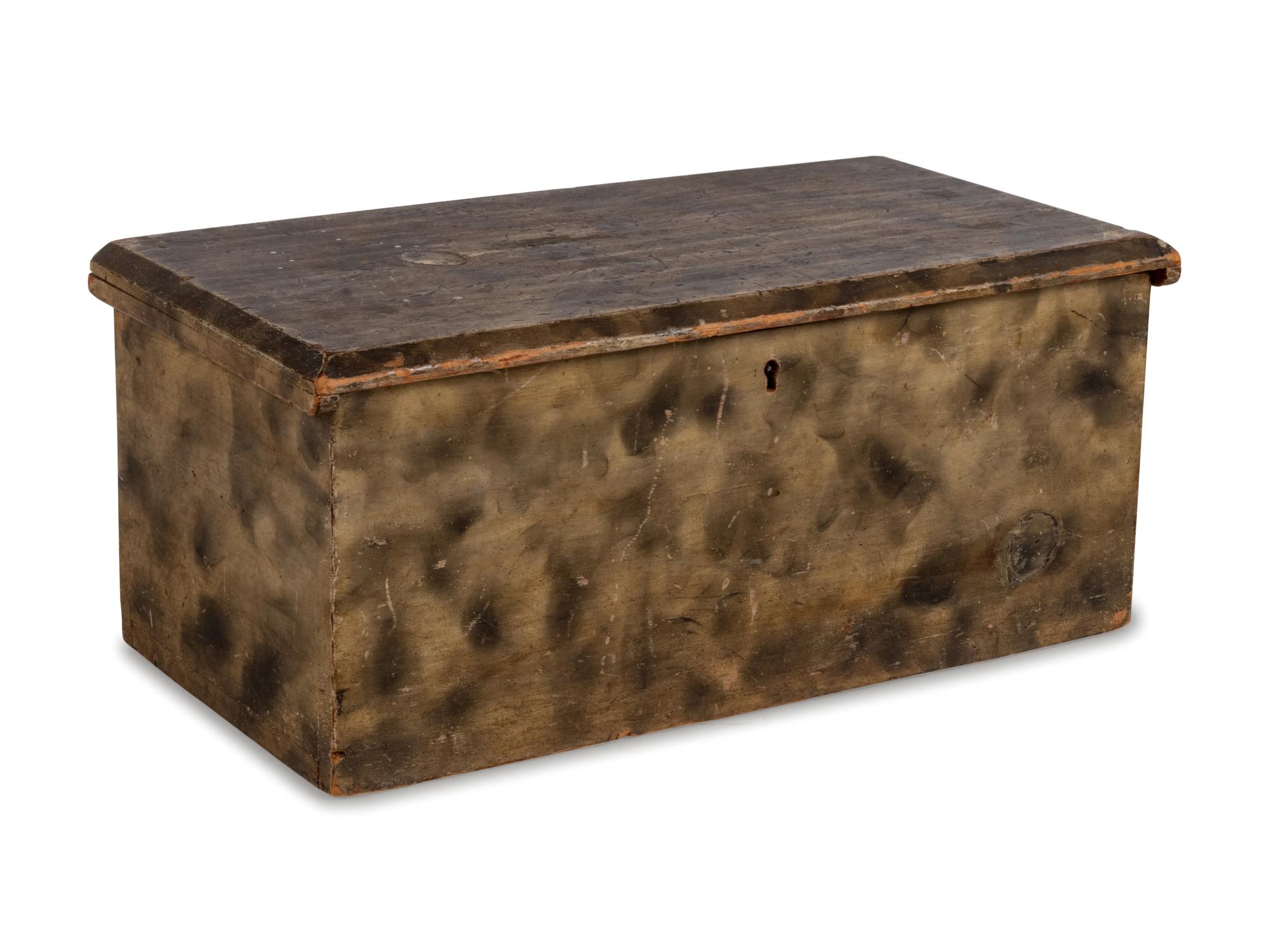 A Federal Smoke-Decorated Pine Document Box
