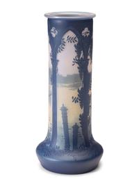 A DeVez Cameo Glass Landscape Vase