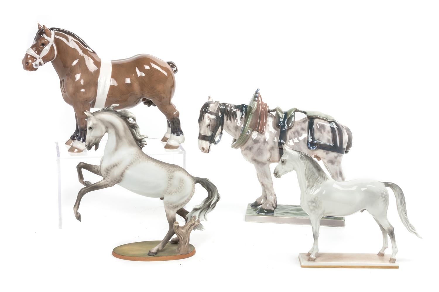 Two Danish Porcelain Horses Height of tallest 10 3/4 inches. — MID TO LATE 20TH CENTURY