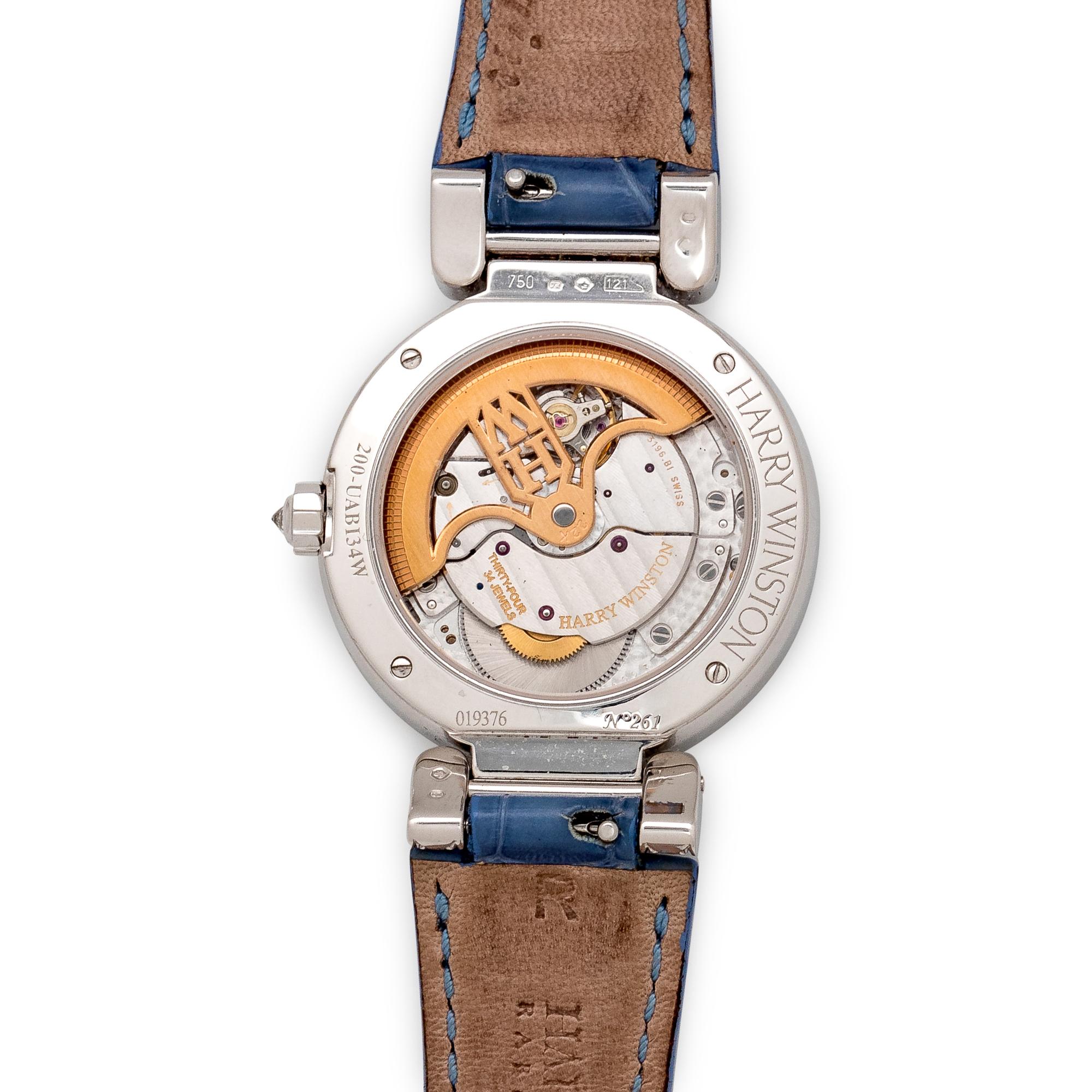 Harry Winston, 18K White Gold and Diamond 'Premier Excenter Bi-Retro Day-Date' Wristwatch