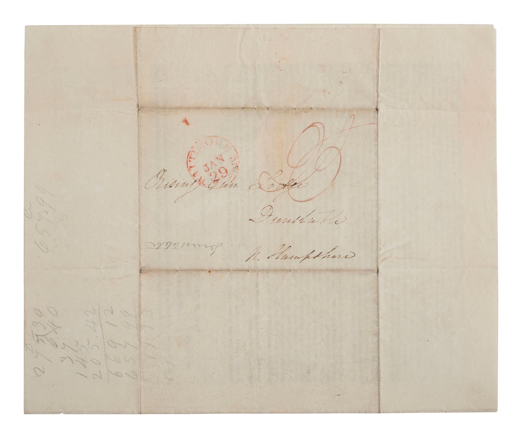 [LIBERIA]. Ancient York Masons circular suggesting donations to the American Colonization Society. Baltimore, MD, 4 July 1826. [ With :] Enclosed manuscript note suggesting a donation of ten dollars.