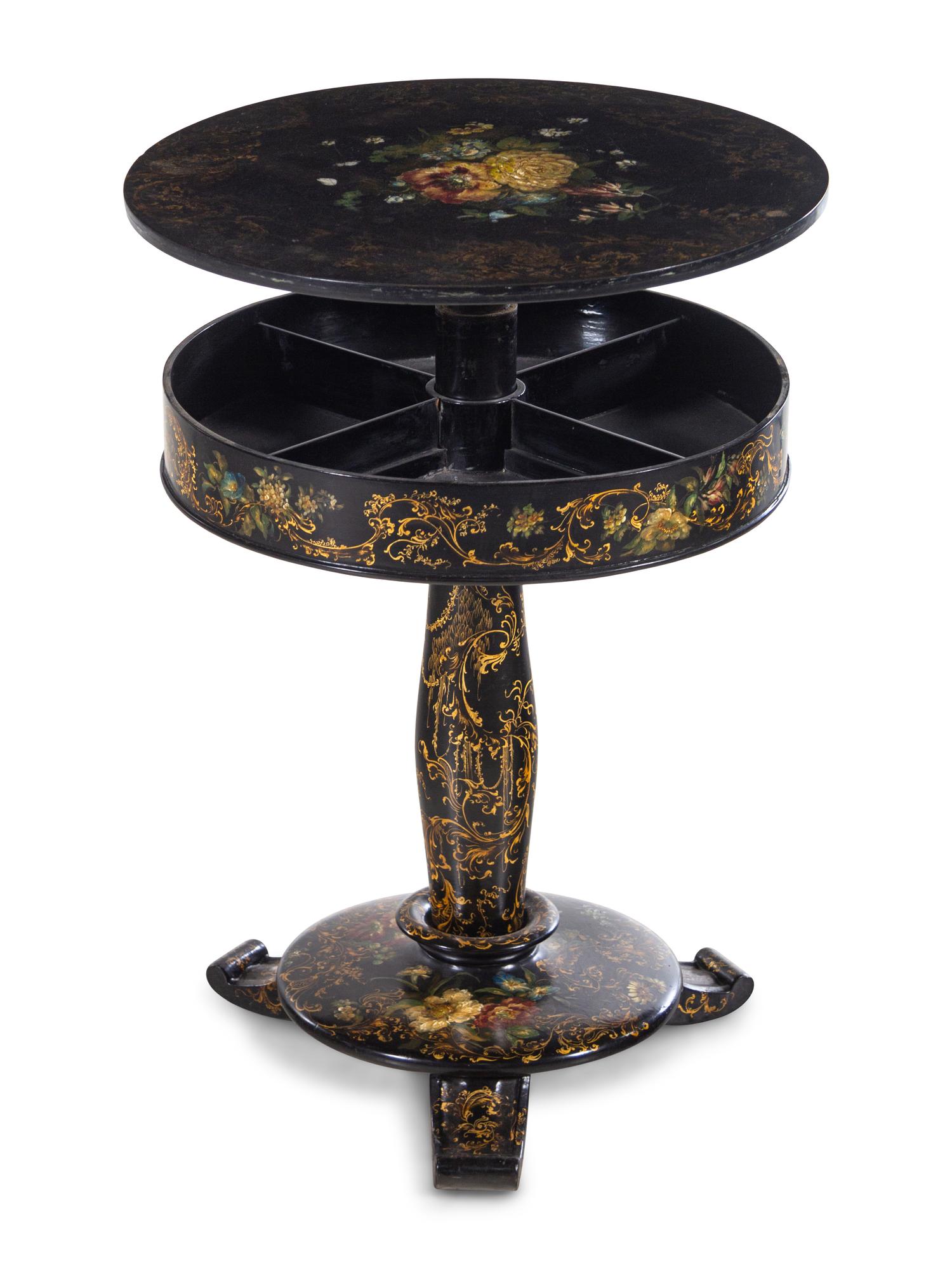 A Victorian Painted Papier-Mâché or Lacquer Work Table