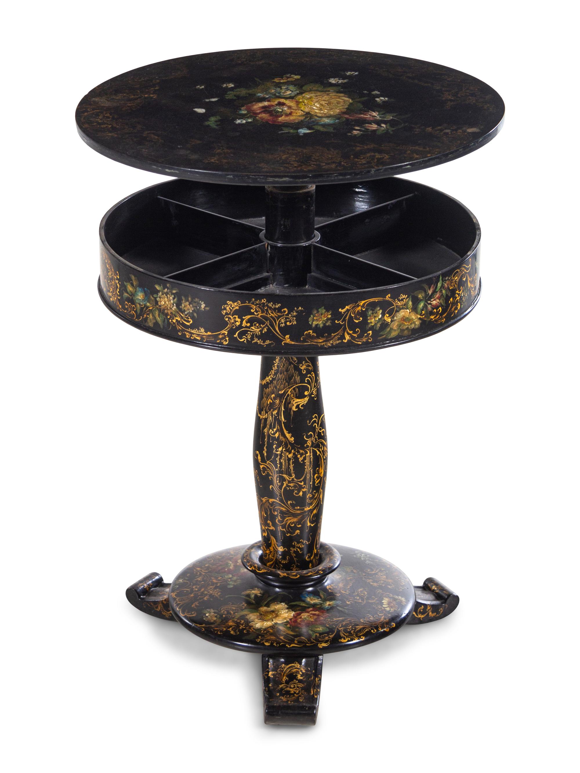A Victorian Painted Papier-Mâché or Lacquer Work Table