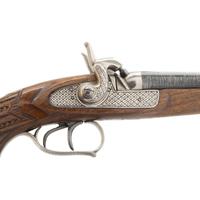 19th Century Belgian Percussion Double Barrel Pistol